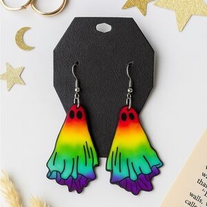 💗5 for $25💗 Pride Halloween Rainbow Ghost Fall Earrings